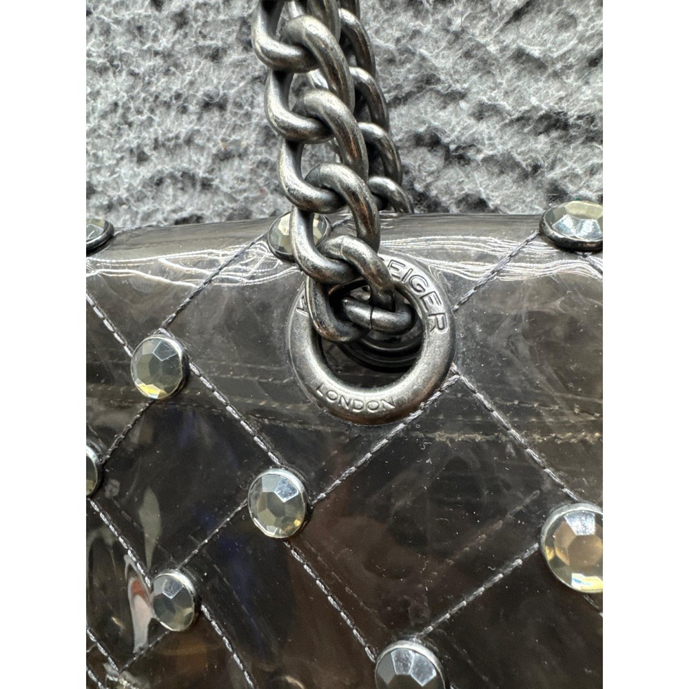 Kurt Geiger London Kensington Rhinestone Transparent Shoulder Bag Chan Strap - Picture 9 of 12